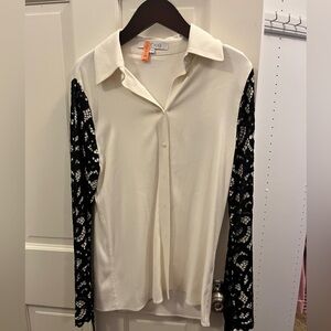 Alexis Silk Blouse XS - lace sleeves with tie